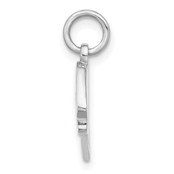 Sterling Silver Rhodium-plated Enameled Nurses Hat with Heart Pendant — alternate view