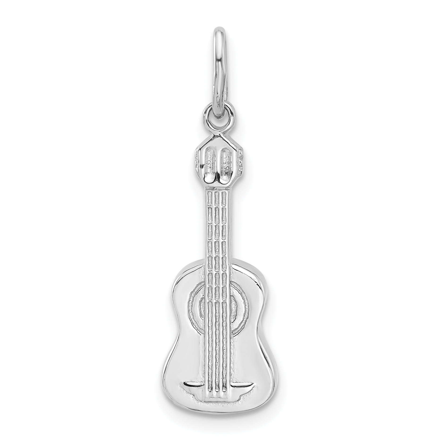 Sterling Silver Rhodium-plated Guitar Charm Pendant - Quality Gold