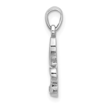 Sterling Silver Rhodium-plated CZ Treble Clef Pendant — alternate view