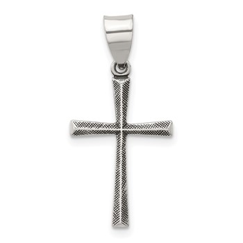Sterling Silver Antiqued Solid Textured Latin Cross Pendant