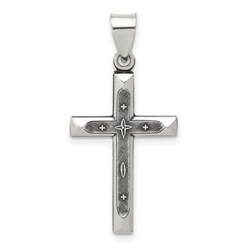 Sterling Silver Antiqued Solid Textured Cross Pendant
