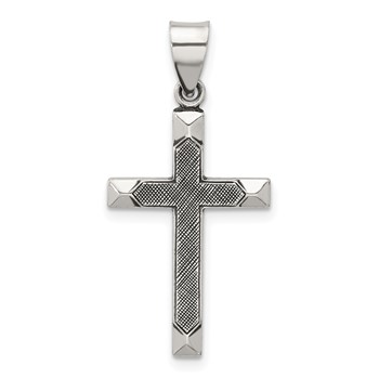 Sterling Silver Antiqued Solid Textured Cross Pendant