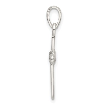 Sterling Silver Polished White Enamel Infinity Cross Pendant — alternate view