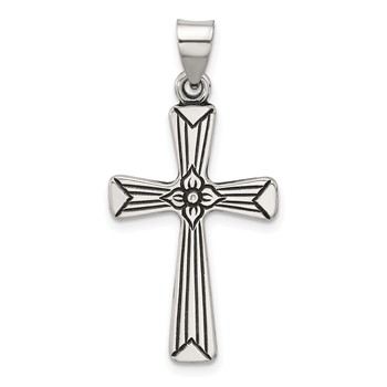 Sterling Silver Antiqued Solid Cross Pendant
