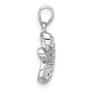 Sterling Silver Rhodium-plated CZ Small Cross Pendant — alternate view