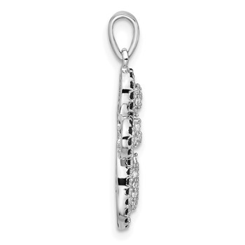 Sterling Silver Rhodium-plated Black and White CZ Cross Pendant — alternate view