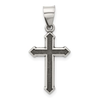 Sterling Silver Antiqued Textured Cross Pendant