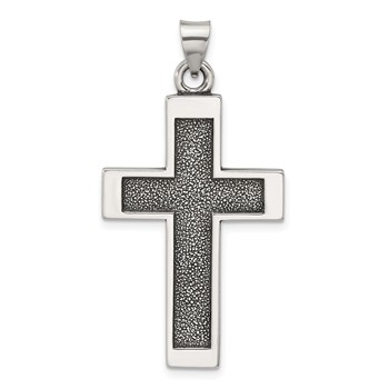 Sterling Silver Antiqued Solid Textured Cross Pendant
