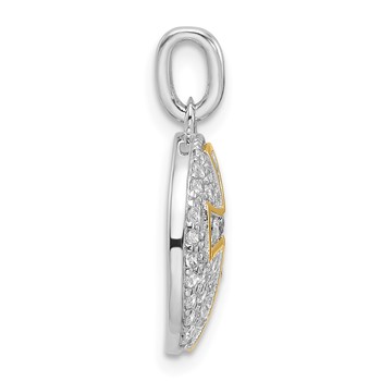 Sterling Silver Gold-plated CZ Cross Circle Pendant — alternate view