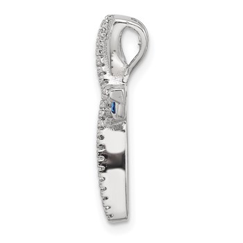 SS Flash Platinum-plated Synthetic Blue Spinel and CZ Cross Charm — alternate view
