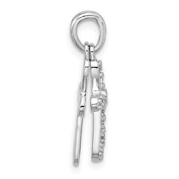 Sterling Silver Rhodium-plated CZ 2 Piece Cross Pendant — alternate view