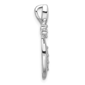 Sterling Silver Rhodium-plated Polished CZ Pointed Cross Chain Slide — alternate view