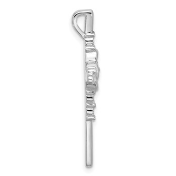 Sterling Silver Rhodium-plated Polished Flower CZ Cross Chain Slide — alternate view