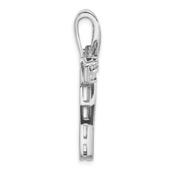 Sterling Silver Rhodium-plated CZ Cross Pendant Slide — alternate view