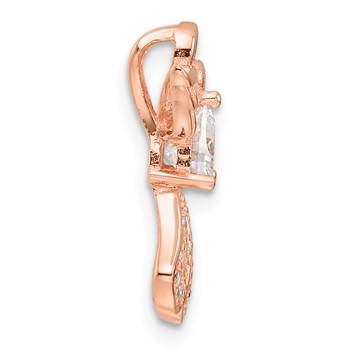 Sterling Silver Rose Gold-plated CZ Angel Chain Slide Pendant — alternate view