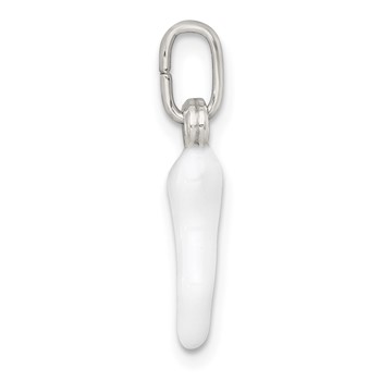 Sterling Silver White Enamel Italian Horn Pendant — alternate view