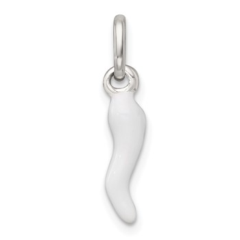 Sterling Silver White Enamel Italian Horn Pendant