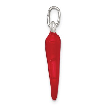 Sterling Silver Red Enamel Italian Horn Pendant — alternate view