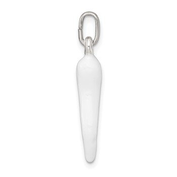 Sterling Silver White Enamel Italian Horn Pendant — alternate view