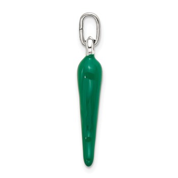 Sterling Silver Green Enamel Italian Horn Pendant — alternate view
