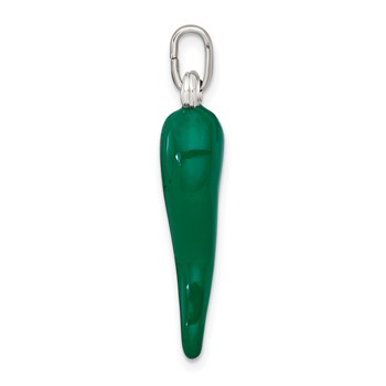 Sterling Silver Green Enamel Italian Horn Pendant — alternate view