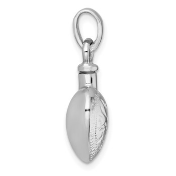 Sterling Silver Rhodium-plated Polished and Textured Heart with Leaves Ash Holder Pendant — alternate view