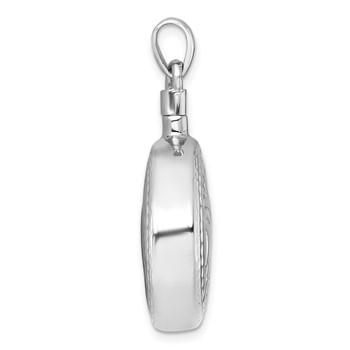 Sterling Silver Rhodium-plated Polished with Leaf Design Round Ash Holder Pendant — alternate view