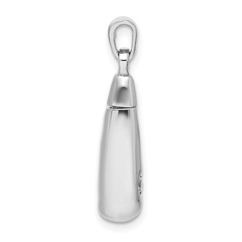 Sterling Silver Rhodium-plated Polished CZ Ash Holder Pendant — alternate view