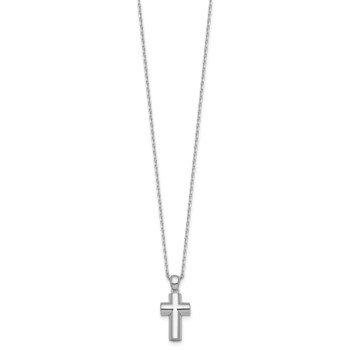 Sterling Silver Rhodium-plated Polished 18 inch Cross Ash Holder Necklace — alternate view
