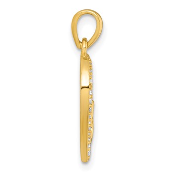 Sterling Silver Gold-tone Polished CZ Large Heart with Small Heart Pendant — alternate view