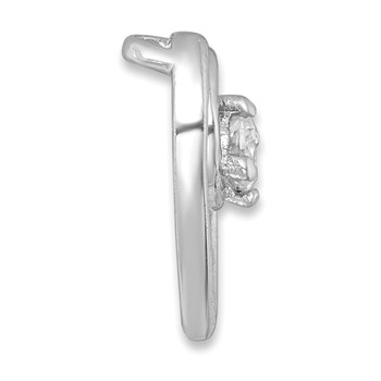 Sterling Silver Rhodium-plated Polished CZ Heart Chain Slide Pendant — alternate view