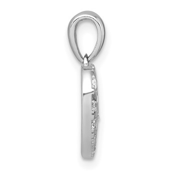 Sterling Silver Rhodium-plated Polished CZ Star in Heart Pendant — alternate view