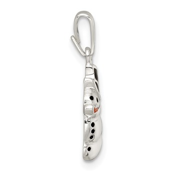 Sterling Silver Polished and Enameled Snowman Charm — alternate view