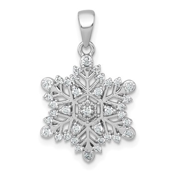 Sterling Silver Rhodium-plated Polished CZ Snowflake Pendant