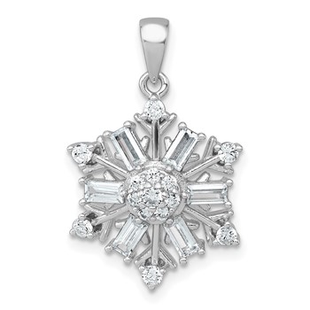 Sterling Silver Rhodium-plated Polished CZ Snowflake Pendant