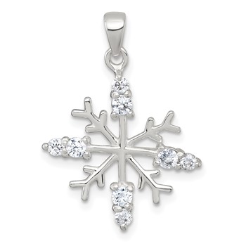 Sterling Silver Polished CZ Snowflake Pendant