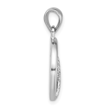 Sterling Silver Rhodium-plated Polished Abalone Circle with Textured Starfish Pendant — alternate view