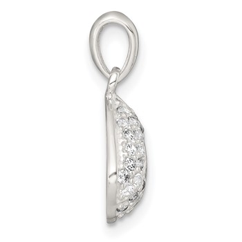Sterling Silver Polished CZ Shell Pendant — alternate view