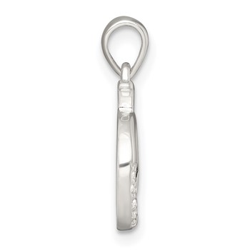 Sterling Silver Polished Pink and White CZ Cut-out Whale Pendant — alternate view