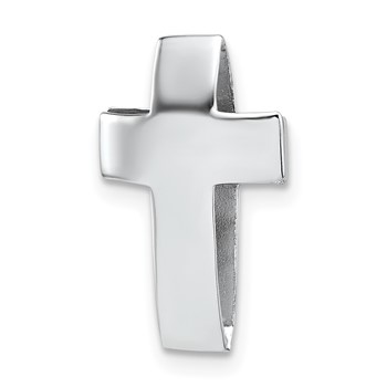 Sterling Silver Rhodium-plated Polished 3D Latin Cross Chain Slide Pendant