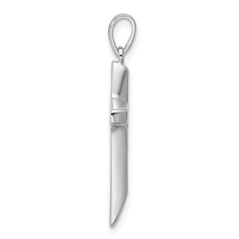 Sterling Silver Rhodium-plated CZ Polished Cross Pendant — alternate view