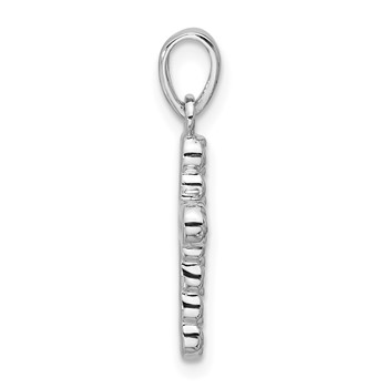 Sterling Silver Rhodium-plated CZ Polished Cross Pendant — alternate view