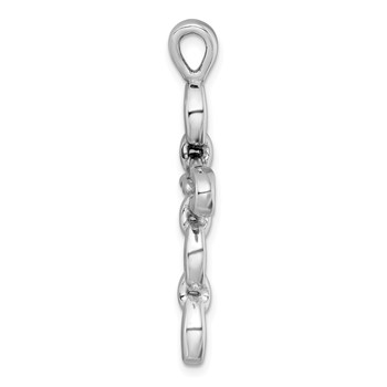 Sterling Silver Rhodium-plated Polished Puffed Mariner/Anchor Link Cross Pendant — alternate view