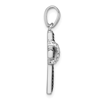 sterling Silver Rhodium-plated Black And White Crystal -X- Cross Pendant — alternate view