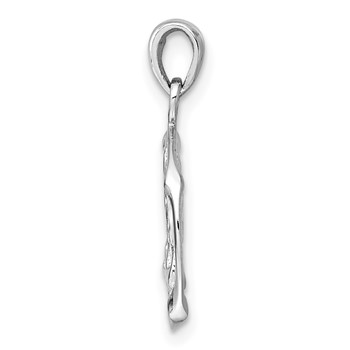 Sterling Silver Rhodium-plated Polished Reversible Gemini Twins in Circle Zodiac Pendant — alternate view