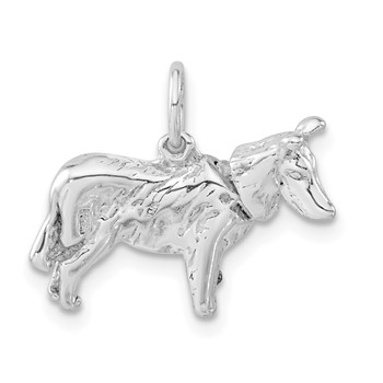 Sterling Silver 3-D Polished Collie Dog Charm