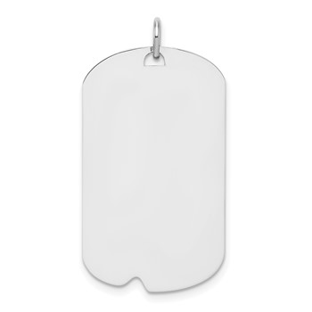 SSilver Rhodium-plated Polished Front/Satin Back Engravable Dog Tag