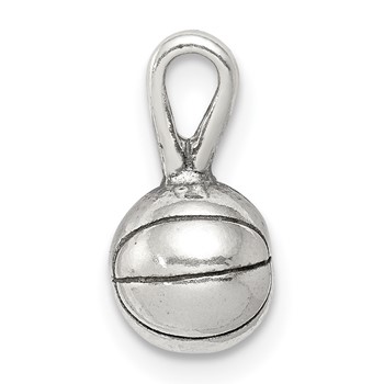 Sterling Silver Antiqued Basketball Charm — alternate view