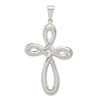 Sterling Silver Rhodium-plated Cross Pendant