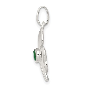 Sterling Silver Clover with Green Glass Charm — alternate view
